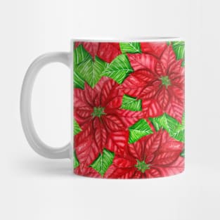 Poinsettia watercolor Christmas pattern Mug